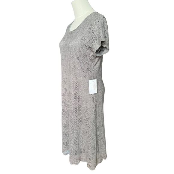 NWT Downeast Peaceful Embroidered Scalloped Dress frosty grey size large - Picture 4 of 13
